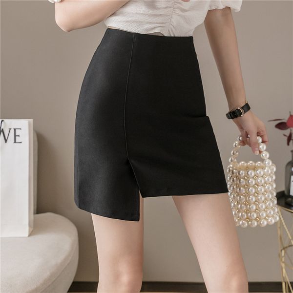 coigarsam 3xl plus size women short skirt new high waist skirts black 2057