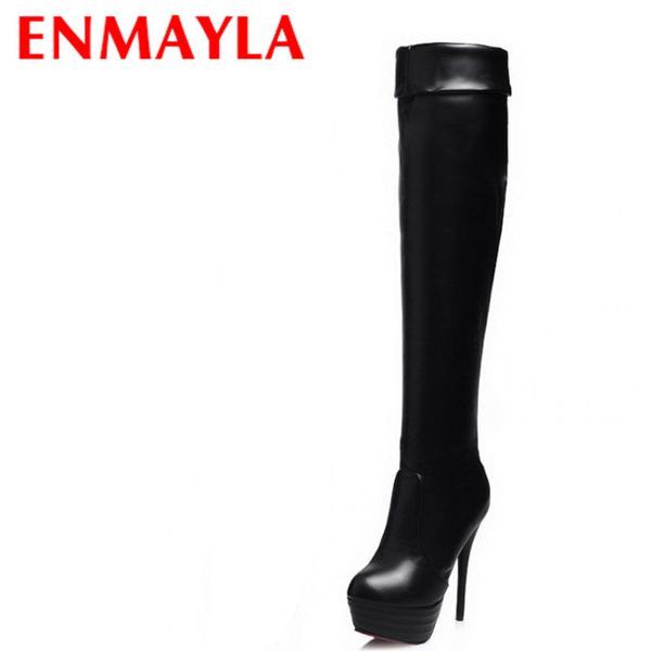 enmayla stiletto heels over-the-knee boots women high heels platform thigh high long boots shoes woman black white brown size