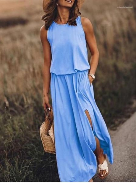 dress fashion sleeveless solid color dresses womens 2020 summer designers dress womens casual plus size split, Black;gray
dress fashion sleeveless solid color dresses womens 2020 summer designers dress womens casual plus size split, Black;gray