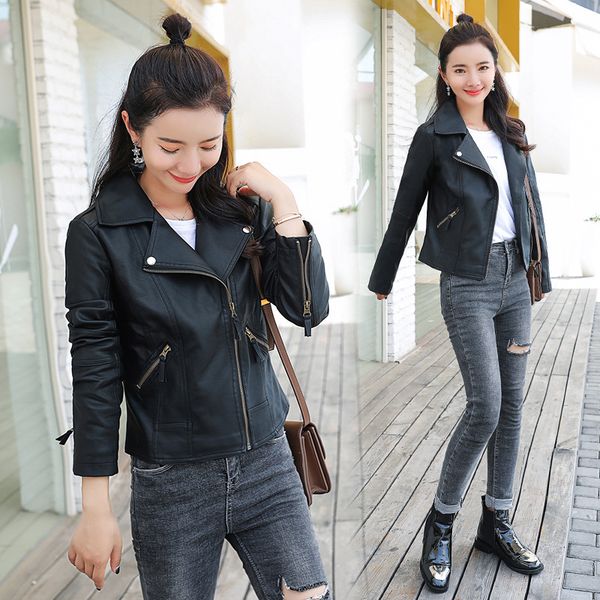 fall motorcycle women's short lapel leather jacket pu leather jacket biker women, Black;brown
fall motorcycle women's short lapel leather jacket pu leather jacket biker women, Black;brown