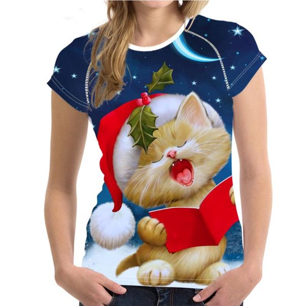 women's t-shirt women christmas cat o-neck customized kitty tee shirt breathable drop col roul femme 2021, White
women's t-shirt women christmas cat o-neck customized kitty tee shirt breathable drop col roul femme 2021, White