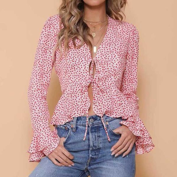 women's blouses & shirts 2021 summer female casual shirt flower print v-neck trumpet sleeve blouse, White
women's blouses & shirts 2021 summer female casual shirt flower print v-neck trumpet sleeve blouse, White