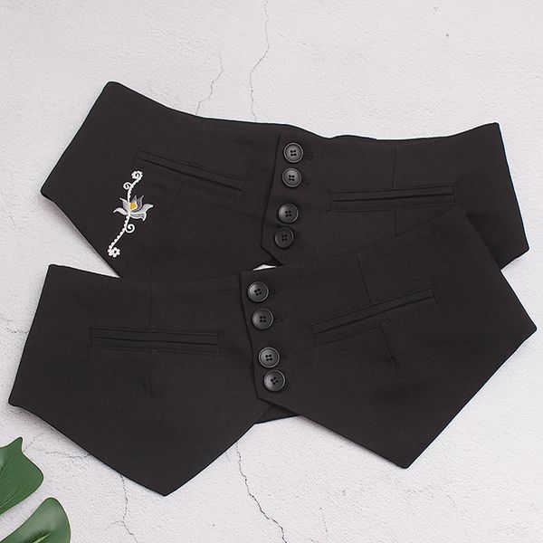 2020 office ladies black slim corset strap embroidery flower wide waistband buttons decorated irregular women waist belt caestus, Black;brown
2020 office ladies black slim corset strap embroidery flower wide waistband buttons decorated irregular women waist belt caestus, Black;brown