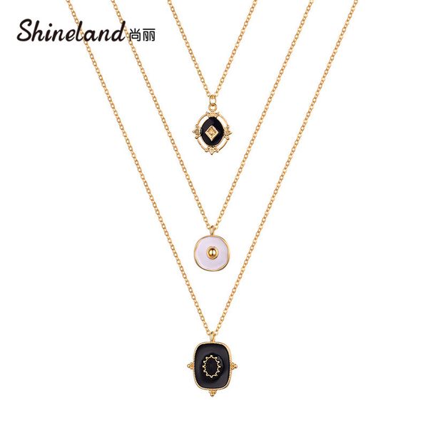 shineland multi layered necklace for women bohemian enamel geometric metal pendant 2020 chain chokers bohemian jewelry gift, Silver
shineland multi layered necklace for women bohemian enamel geometric metal pendant 2020 chain chokers bohemian jewelry gift, Silver
