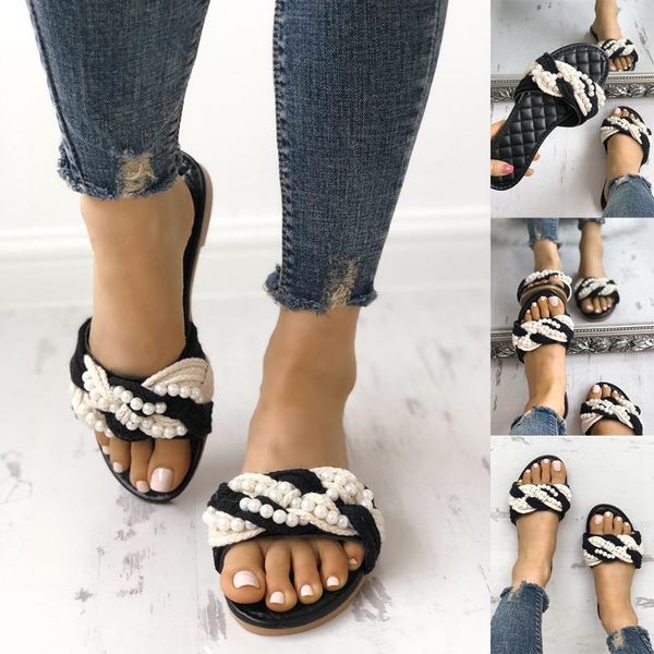 slippers women retro single strap flat heel rubber slip on string bead slipper outside solid flip flops casual shoes pu, Black
slippers women retro single strap flat heel rubber slip on string bead slipper outside solid flip flops casual shoes pu, Black