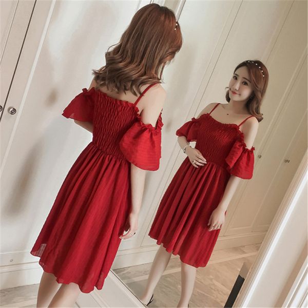 6920# maternity clothes summer chiffon short sleeve hollow shoulder stylish dress for pregnant women mom dress, White
6920# maternity clothes summer chiffon short sleeve hollow shoulder stylish dress for pregnant women mom dress, White