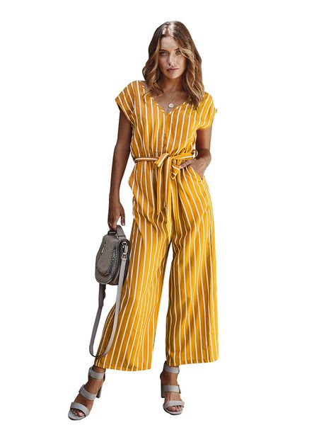 women jumpsuit v neck striped short sleeve waist down loose wide leg women clothes casual female summer rompers, Black;white
women jumpsuit v neck striped short sleeve waist down loose wide leg women clothes casual female summer rompers, Black;white