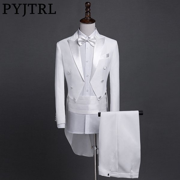 pyjtrl new plus size s-4xl mens classic black white shiny lapel tail coat tuxedo wedding groom stage singer four piece suit, White;black
pyjtrl new plus size s-4xl mens classic black white shiny lapel tail coat tuxedo wedding groom stage singer four piece suit, White;black