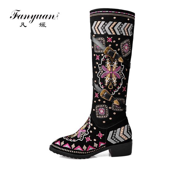 fanyuan 2020 fashion women boots black round toe zipper ladies cow suede boots super high knee embroider ethnic size 43 
fanyuan 2020 fashion women boots black round toe zipper ladies cow suede boots super high knee embroider ethnic size 43