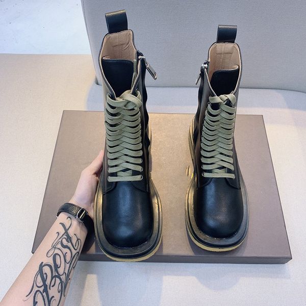winter new women mid-calf martin boots fashion lace-up side zipper round toe leather black designer half booties size 35-40
winter new women mid-calf martin boots fashion lace-up side zipper round toe leather black designer half booties size 35-40