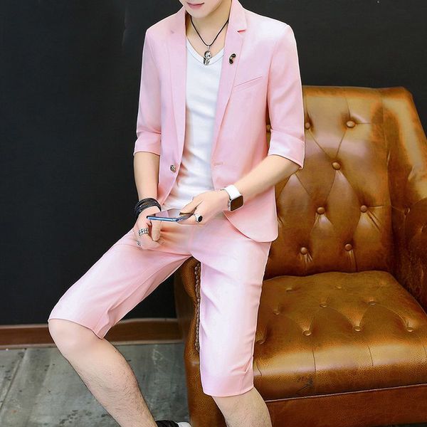 men's slim fit suit young mens romantic pink wedding suits 2 piece jacket shorts sets for groomsmen ropa hombre elegante tuxedos, White;black
men's slim fit suit young mens romantic pink wedding suits 2 piece jacket shorts sets for groomsmen ropa hombre elegante tuxedos, White;black