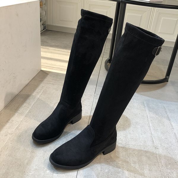 2020 large size long shoes flat boots women long boots thigh high women's suede women round head u15-01, Black
2020 large size long shoes flat boots women long boots thigh high women's suede women round head u15-01, Black