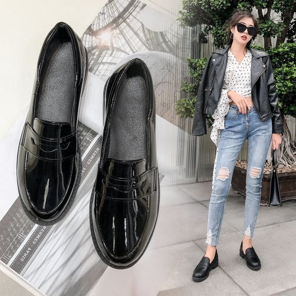 solid new black patent leather oxfords women shoes flats slip on british style ladies shoes thick bottom platform woman
solid new black patent leather oxfords women shoes flats slip on british style ladies shoes thick bottom platform woman