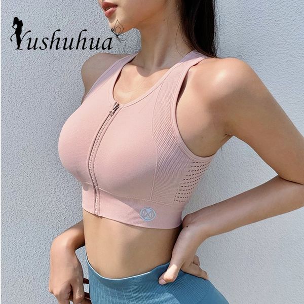 women breathable sports bra front zipper gym running push up seamless vest type fitness yoga bra pink training sportswear, White;black
women breathable sports bra front zipper gym running push up seamless vest type fitness yoga bra pink training sportswear, White;black