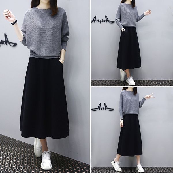 autumn 2020 new knitted women's western style suit casual loose large size two-piece long sweatershort skirt sweater sweater long skirt, Gray
autumn 2020 new knitted women's western style suit casual loose large size two-piece long sweatershort skirt sweater sweater long skirt, Gray