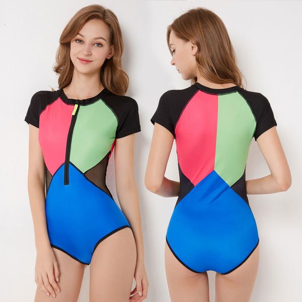 women's color block one piece rashguard swimsuit zip front surfing shirt sun protection short sleeve wetsuit bathing suits
women's color block one piece rashguard swimsuit zip front surfing shirt sun protection short sleeve wetsuit bathing suits