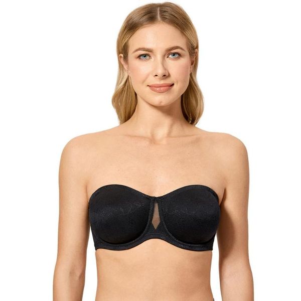 smooth women strapless bra non padded underwire bras plus size jacquard convertible bralette, Red;black
smooth women strapless bra non padded underwire bras plus size jacquard convertible bralette, Red;black