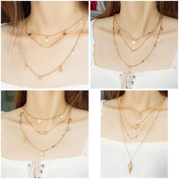 2020 bohemian multi layered necklace for women vintage charm star letter love personality gold pendant necklace collier collares, Silver
2020 bohemian multi layered necklace for women vintage charm star letter love personality gold pendant necklace collier collares, Silver