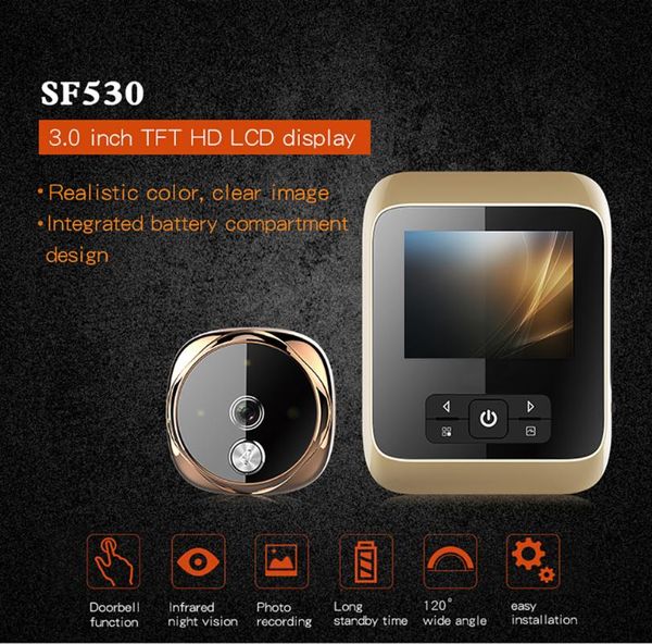3.0" lcd screen digital door camera electronic video door viewer bell ir night peephole camera p recording smart viewer
3.0" lcd screen digital door camera electronic video door viewer bell ir night peephole camera p recording smart viewer