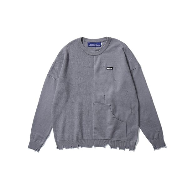 men's sweaters original pockets hole hem solid retro sweater mens round neck hip hop pullover oversize men and women knitted clothing, White;black
men's sweaters original pockets hole hem solid retro sweater mens round neck hip hop pullover oversize men and women knitted clothing, White;black