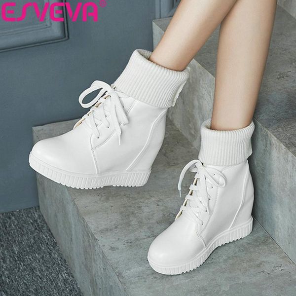 esveva 2020 women boots platform shoes wedges lac up ankle boots height increasing woman shoes 34-43 winter for girls, Black
esveva 2020 women boots platform shoes wedges lac up ankle boots height increasing woman shoes 34-43 winter for girls, Black