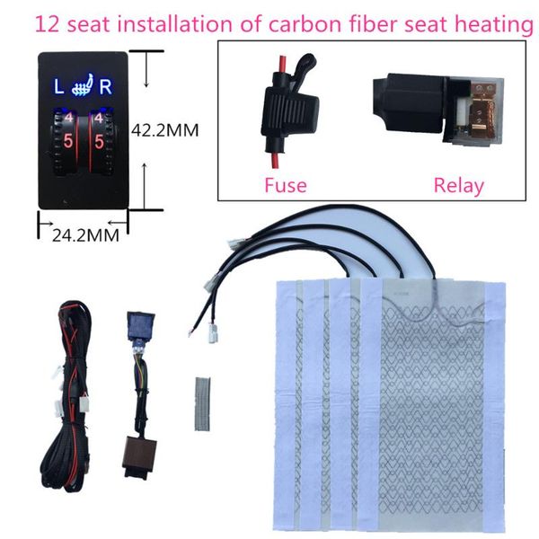2 seats installed car seat heater heater square 2dial 5level switch heating elements carbon fiber seat cushion heated kit 
2 seats installed car seat heater heater square 2dial 5level switch heating elements carbon fiber seat cushion heated kit