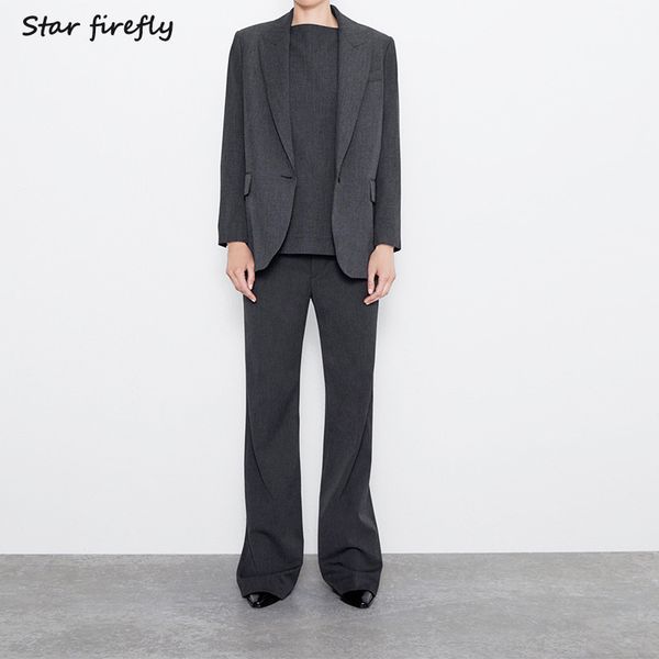 star firefly office suit pants suit two-piece female 2020 pocket loose high waist pleated straight wide leg pants, White
star firefly office suit pants suit two-piece female 2020 pocket loose high waist pleated straight wide leg pants, White