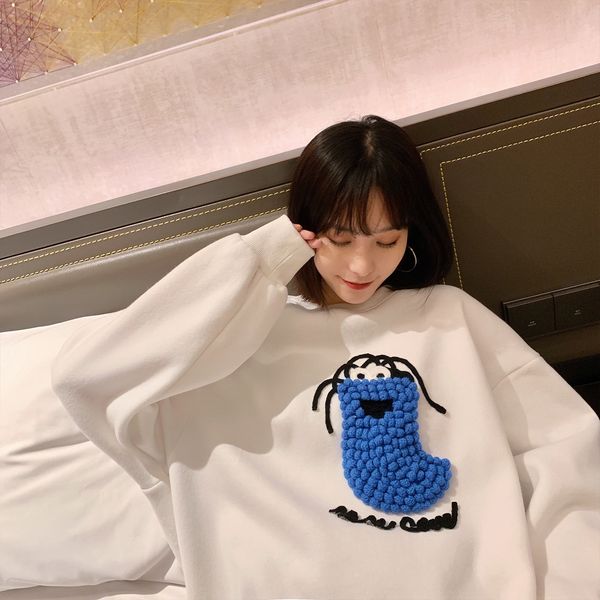 women's round neck wide korean style spring 2020 sweatersweater sweater new trendy ins white slimming bf lazy style long sleeve 3ano, Black
women's round neck wide korean style spring 2020 sweatersweater sweater new trendy ins white slimming bf lazy style long sleeve 3ano, Black