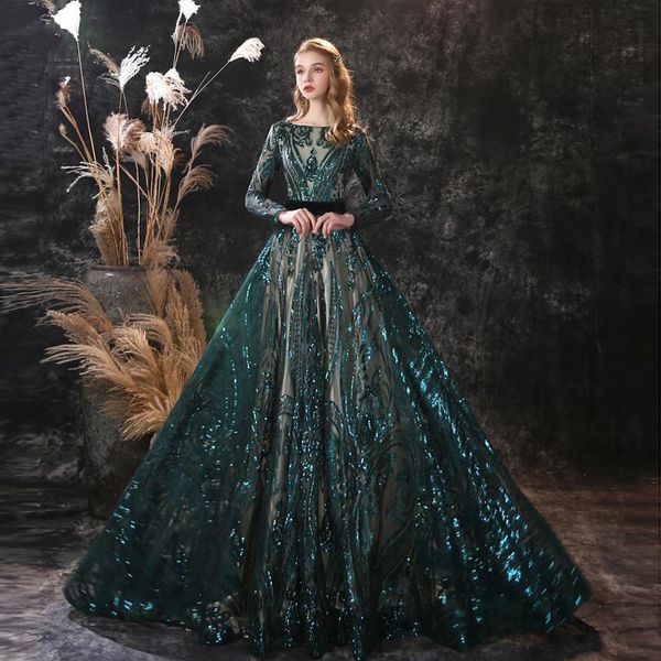 shiny sequined prom dresses long boat neck full sleeves evening dress illusion vestidos de noite real images, Black
shiny sequined prom dresses long boat neck full sleeves evening dress illusion vestidos de noite real images, Black