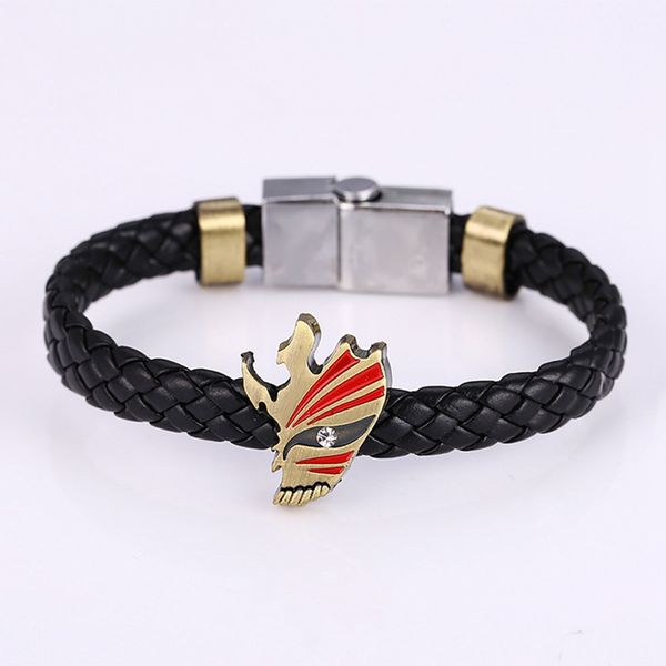 fashion japan anime generic bleach black leather magnetic buckle kurosaki ichigo semi-hollow mask bracelet, Golden;silver
fashion japan anime generic bleach black leather magnetic buckle kurosaki ichigo semi-hollow mask bracelet, Golden;silver