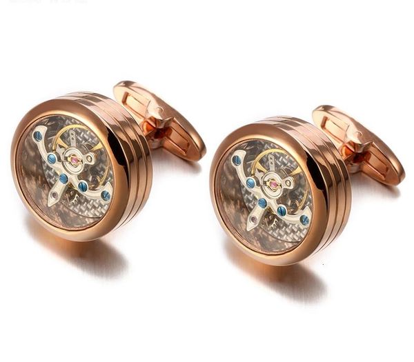 High quality Movement Tourbillon Cufflinks For Mens Wedding Groom Mechanical Watch Steampunk Gear Cufflinks Relojes Gemelos01