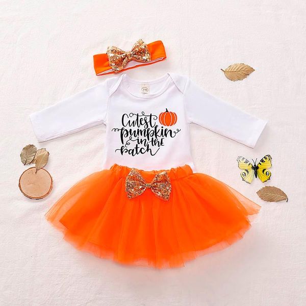 toddler girls clothes halloween letter cutest pumpkin in the patch print romper+orange skirt+headband clothing sets 0-24m new, White
toddler girls clothes halloween letter cutest pumpkin in the patch print romper+orange skirt+headband clothing sets 0-24m new, White