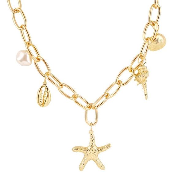 fashion summer beach style necklace shiny gold starfish shell conch pendant alloy chain necklace for women charms party jewelry, Silver
fashion summer beach style necklace shiny gold starfish shell conch pendant alloy chain necklace for women charms party jewelry, Silver