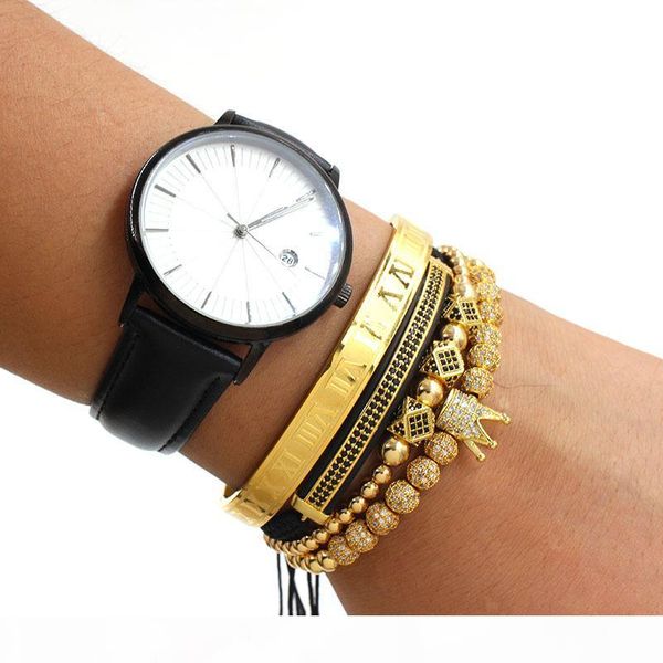 4pcs set roman number stainless steel bracelet women men couple bangle gold crown bracelet luxury jewelry, Golden;silver
4pcs set roman number stainless steel bracelet women men couple bangle gold crown bracelet luxury jewelry, Golden;silver