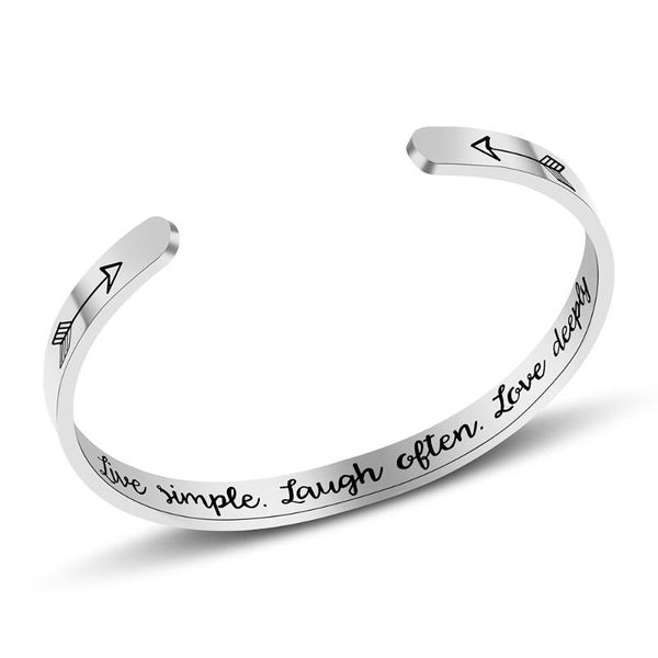 wholesale stainless steel bracelet "live simple. laugh often. love deeply" bracelet arrow ladies lovers jewelry gift, Black
wholesale stainless steel bracelet "live simple. laugh often. love deeply" bracelet arrow ladies lovers jewelry gift, Black