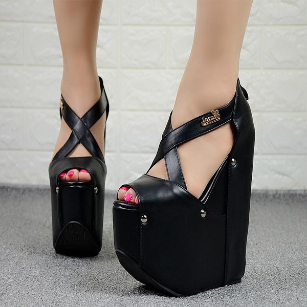 american style nightclub women shoes 18cm simple elegant high heels muffin platform super high heel wedge sandals -196, Black
american style nightclub women shoes 18cm simple elegant high heels muffin platform super high heel wedge sandals -196, Black