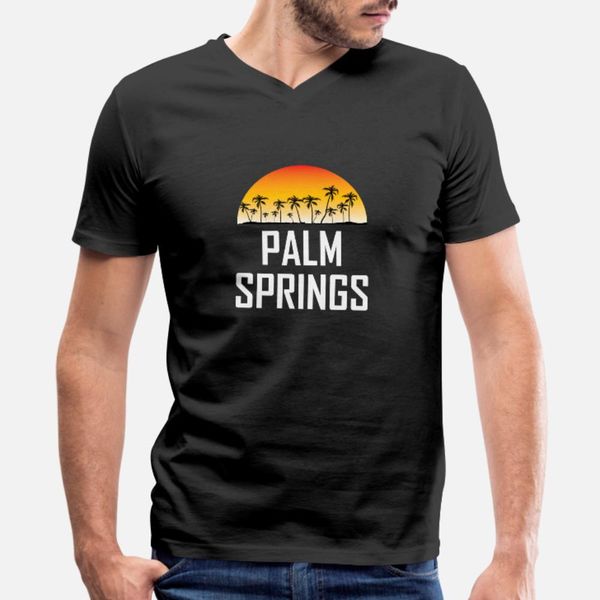 palm springs sunset and palm trees beach t shirt men loose cotton s-xxxl natural loose new fashion summer letters