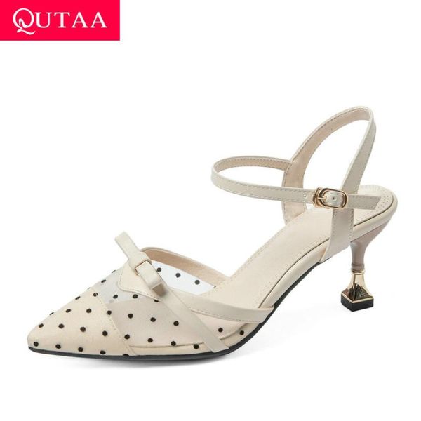 qutaa 2020 thin high heel summer sandals pu leather mesh pointed toe ladies shoes polka dot buckle women pumps big size 34-43, Black
qutaa 2020 thin high heel summer sandals pu leather mesh pointed toe ladies shoes polka dot buckle women pumps big size 34-43, Black