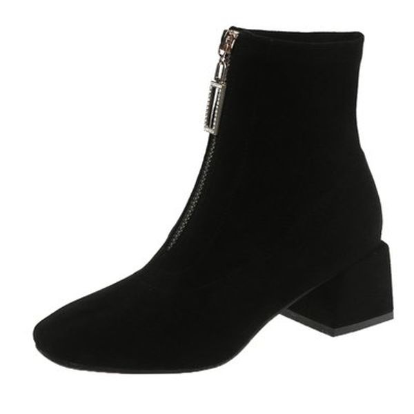 2020 autumn and winter new fashion all-match thick with thin velvet front zipper suede plus size female boots, Black
2020 autumn and winter new fashion all-match thick with thin velvet front zipper suede plus size female boots, Black