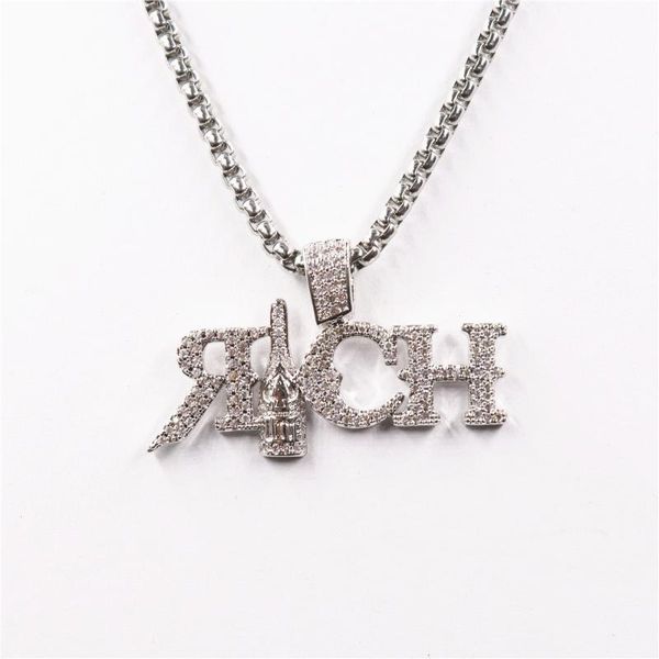 hip hop fashion letter rich rhinestones paved bling iced out cubic zircon gold pendants necklace for men women rapper jewelry gi, Silver
hip hop fashion letter rich rhinestones paved bling iced out cubic zircon gold pendants necklace for men women rapper jewelry gi, Silver