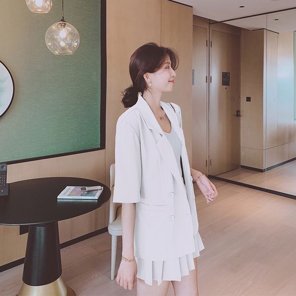 two piece dress elegant office lady suit lace jacket blazer & elastic waist skirt loose female temperament, White
two piece dress elegant office lady suit lace jacket blazer & elastic waist skirt loose female temperament, White