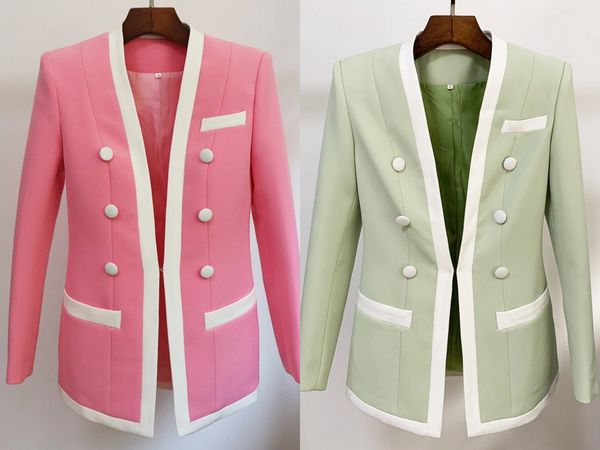 the latest european and american double-breasted color-blocked high-quality slim blazer, White;black
the latest european and american double-breasted color-blocked high-quality slim blazer, White;black