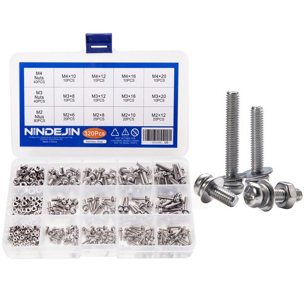 320pcs stainless steel m2 m3 m4 screws phillips pan head screws bolt and nut flat washers machine screws set 
320pcs stainless steel m2 m3 m4 screws phillips pan head screws bolt and nut flat washers machine screws set