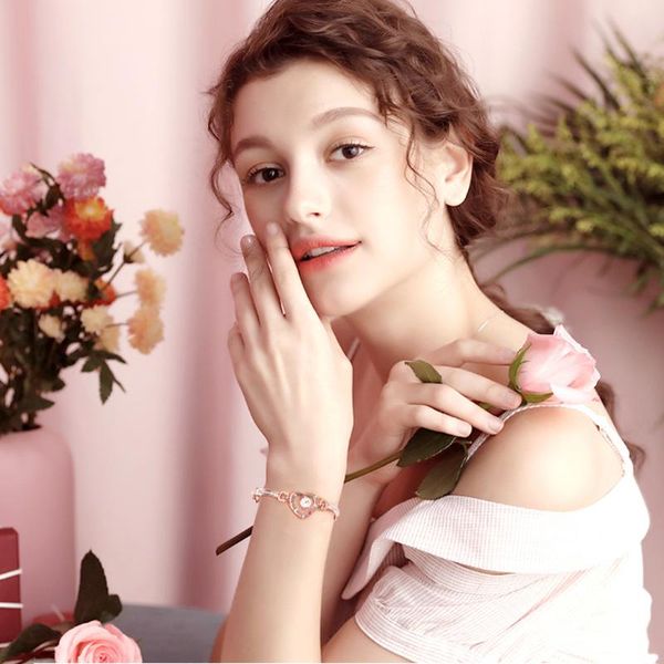 women crystal bracelet bangle love valentine's day wedding bridal jewelry simple and elegant design, Black