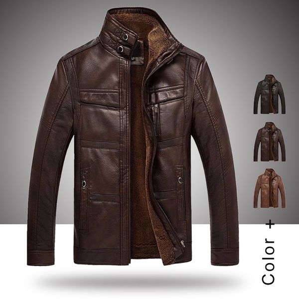 2020 autumn and winter men's new leather jacket warm business casual pu leather jacket plus velvet solid color stand collar coat, Black;brown
2020 autumn and winter men's new leather jacket warm business casual pu leather jacket plus velvet solid color stand collar coat, Black;brown