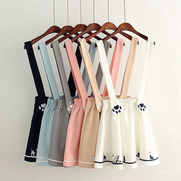 new summer women skirts cartoon cat dog embroidery skirt harajuku kawaii japan style cute strap mini skirt, Black
new summer women skirts cartoon cat dog embroidery skirt harajuku kawaii japan style cute strap mini skirt, Black