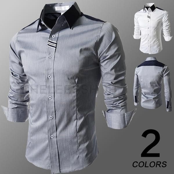 down collar drss shirt mens solid dress shirts autumn spring male shirt turn, White;black 
down collar drss shirt mens solid dress shirts autumn spring male shirt turn, White;black