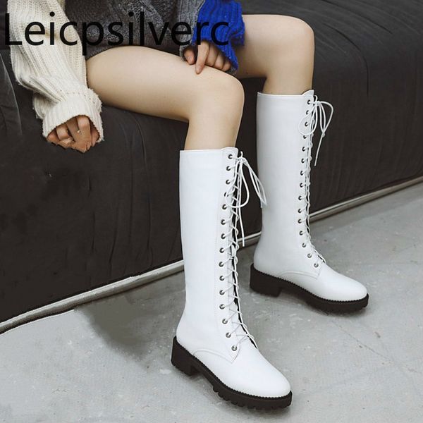 women's boots autumn and winter new round head lace up thick heel low-heeled high tube women's shoes plus size 34-43 3cm high, Black
women's boots autumn and winter new round head lace up thick heel low-heeled high tube women's shoes plus size 34-43 3cm high, Black