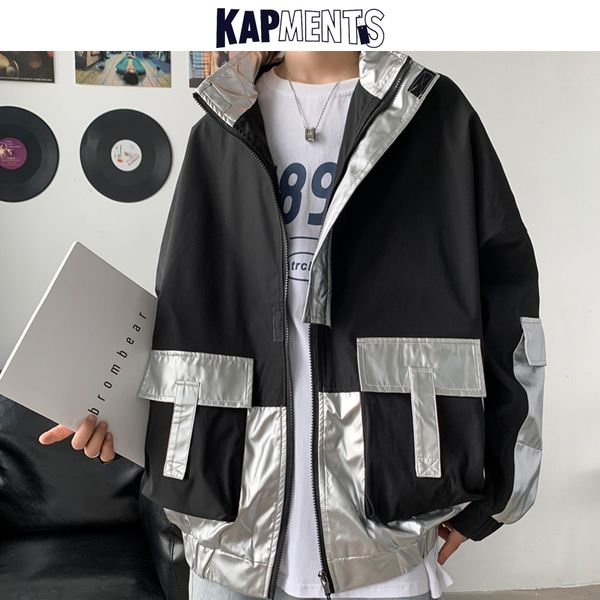 kapments men kpop patchwork pockets windbreaker 2020 mens streetwear reflective flight jacket male korean hip hop bomber jackets, Black;brown
kapments men kpop patchwork pockets windbreaker 2020 mens streetwear reflective flight jacket male korean hip hop bomber jackets, Black;brown