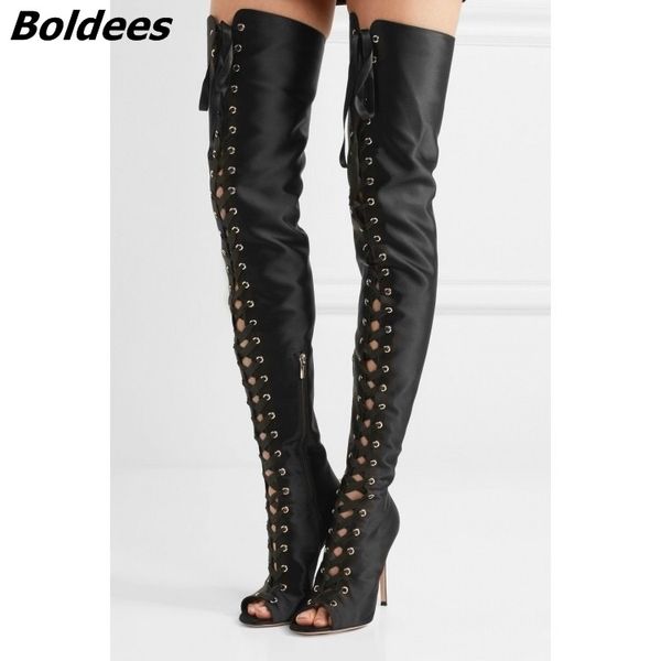 cut-outs thigh high boots lace up over-the-knee boots woman kim kardashian style high heels long gladiator sandals, Black
cut-outs thigh high boots lace up over-the-knee boots woman kim kardashian style high heels long gladiator sandals, Black